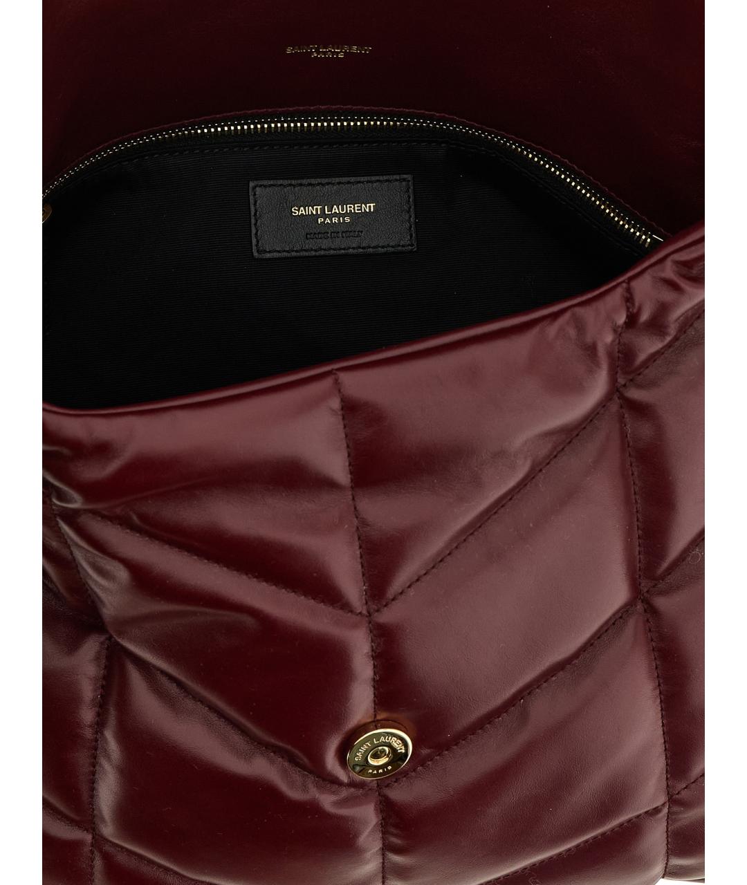 SAINT LAURENT Бордовая кожаная сумка через плечо, фото 4