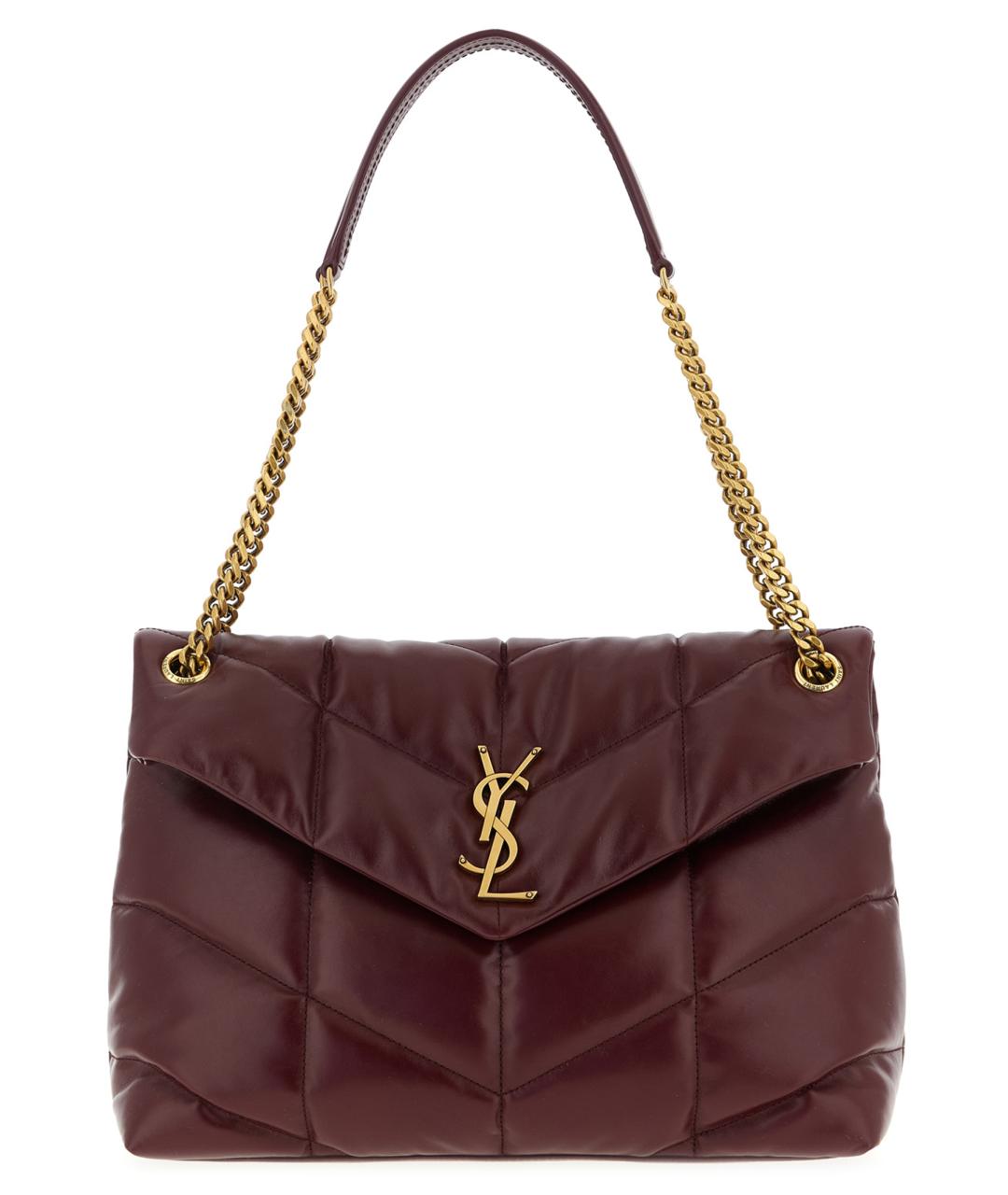 SAINT LAURENT Бордовая кожаная сумка через плечо, фото 1
