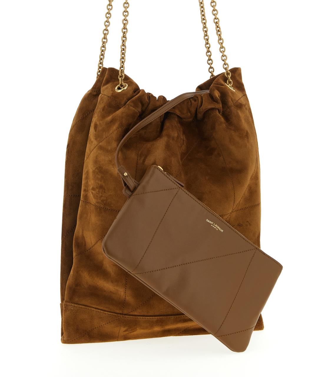 SAINT LAURENT Коричневая замшевая сумка через плечо, фото 3