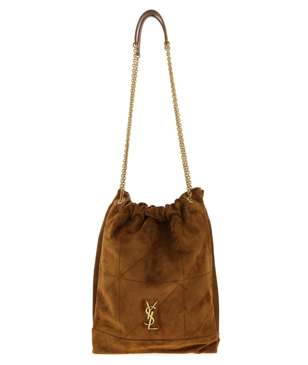 SAINT LAURENT Коричневая замшевая сумка через плечо, фото 1