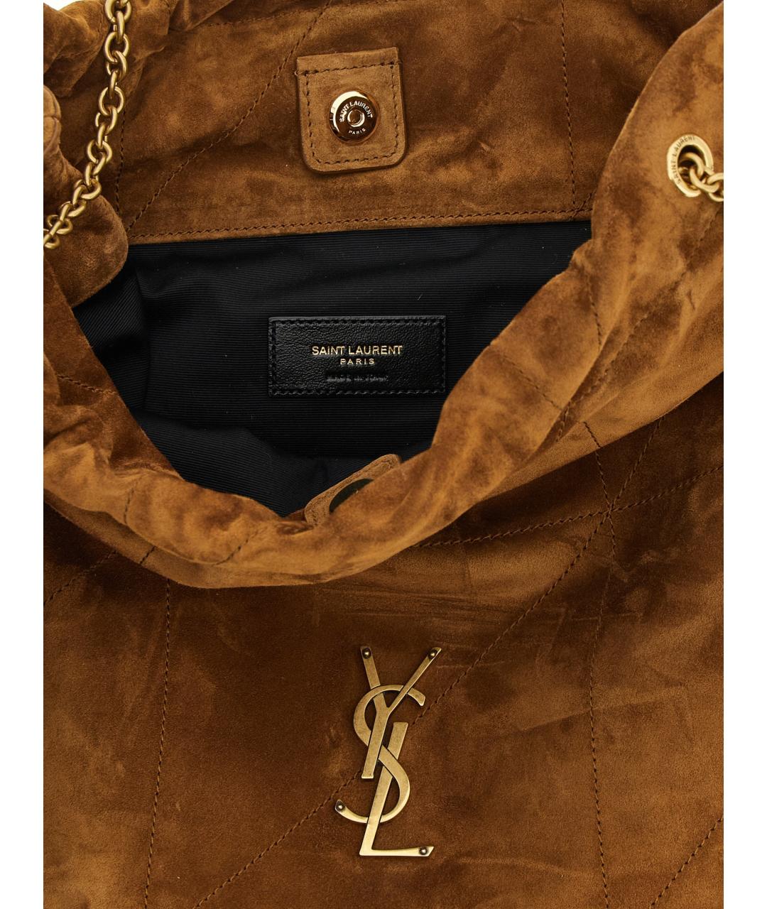 SAINT LAURENT Коричневая замшевая сумка через плечо, фото 4