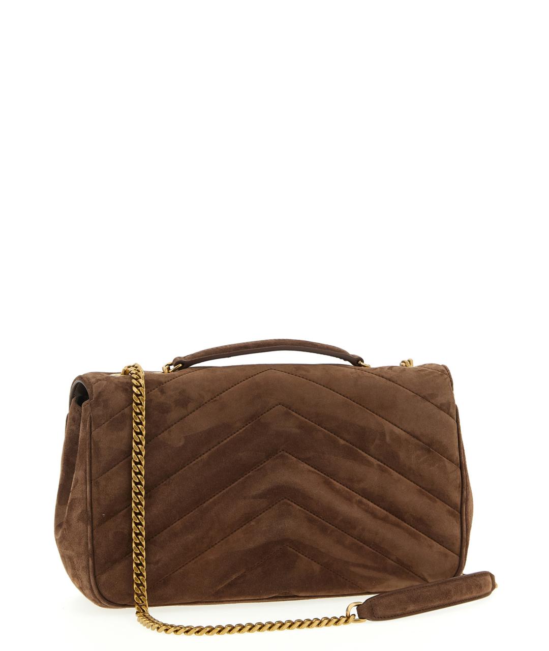 SAINT LAURENT Коричневая замшевая сумка через плечо, фото 2