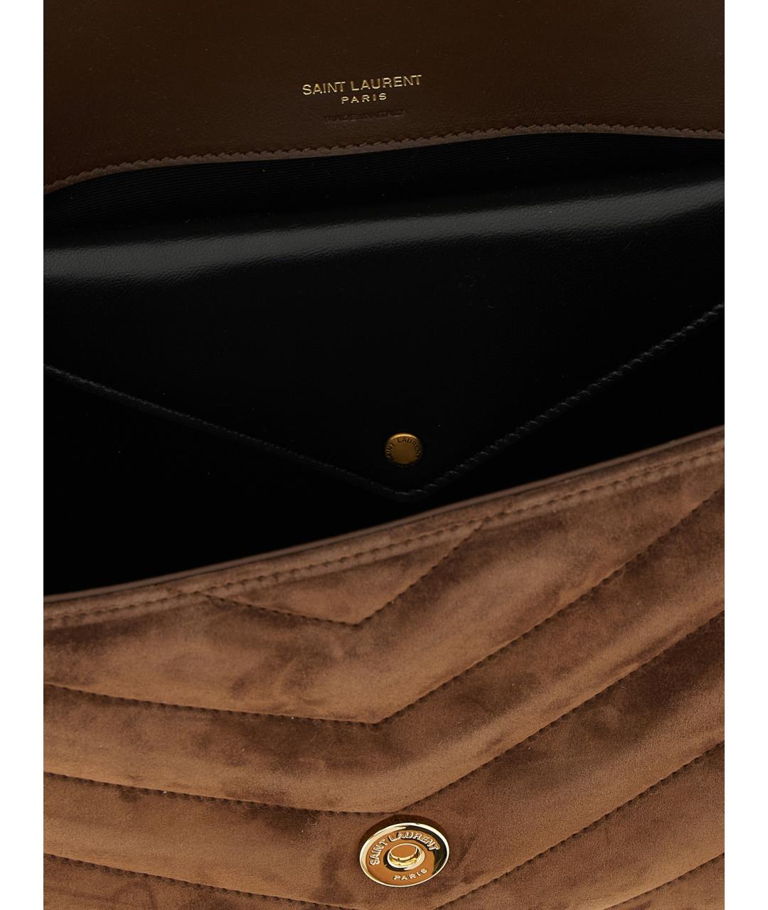 SAINT LAURENT Коричневая замшевая сумка через плечо, фото 4
