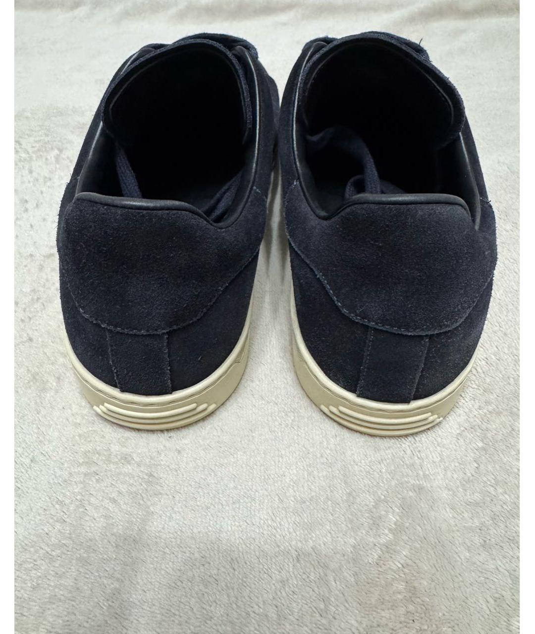 TOM FORD Темно-синие замшевые низкие кроссовки / кеды, фото 4