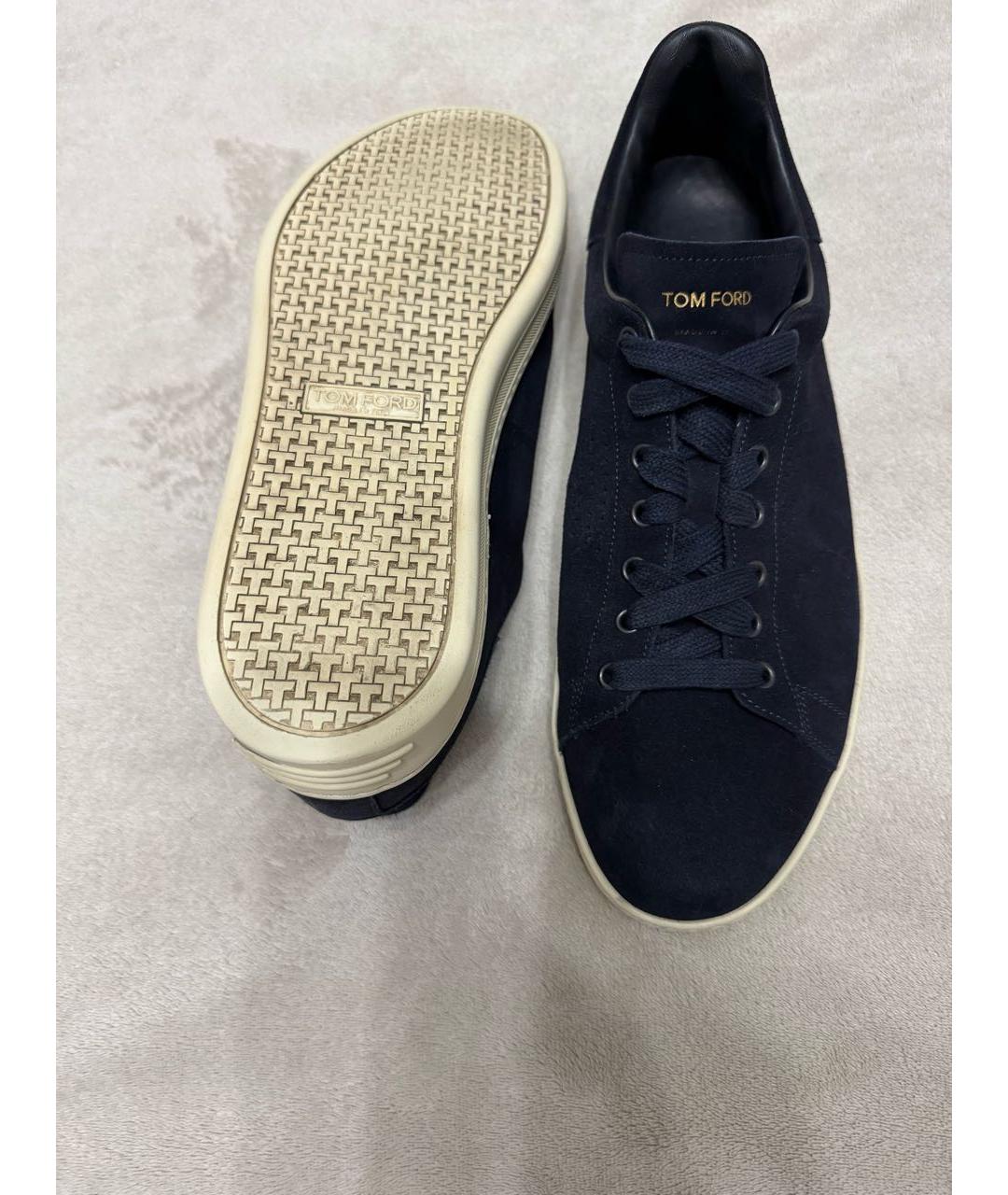 TOM FORD Темно-синие замшевые низкие кроссовки / кеды, фото 3