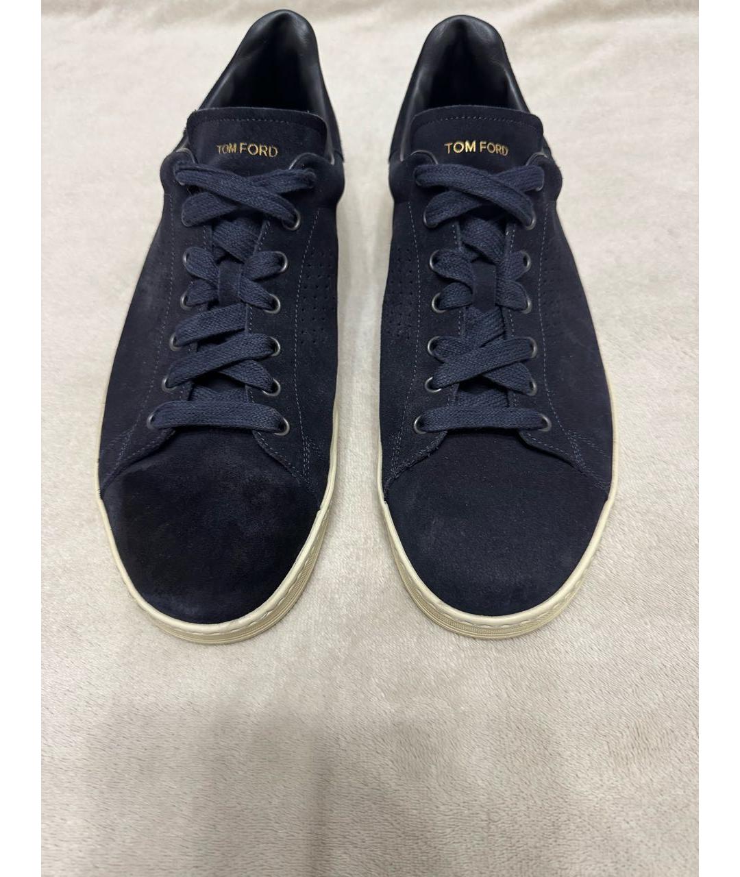 TOM FORD Темно-синие замшевые низкие кроссовки / кеды, фото 2