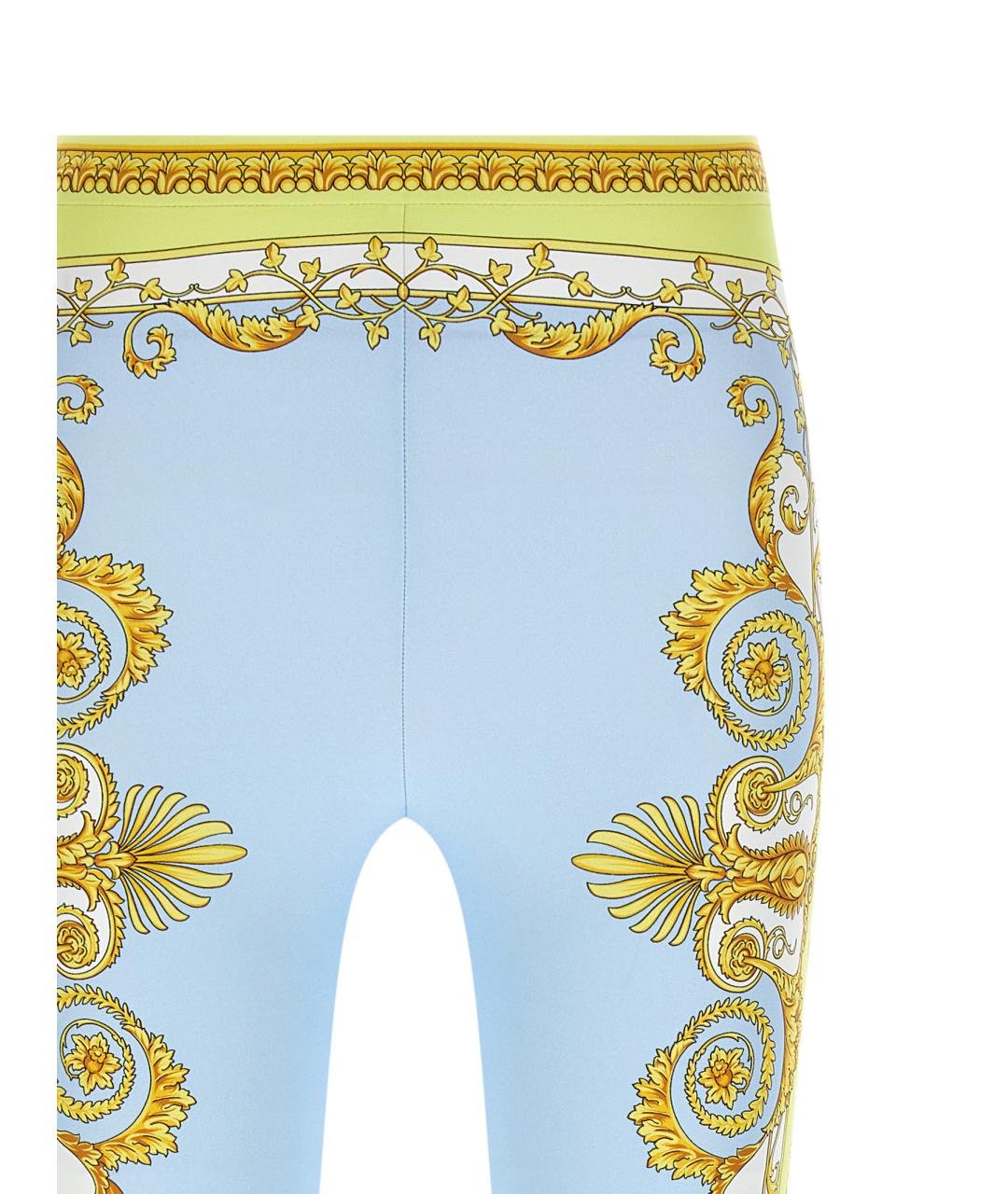 VERSACE Голубые полиамидовые леггинсы и велосипедки, фото 4