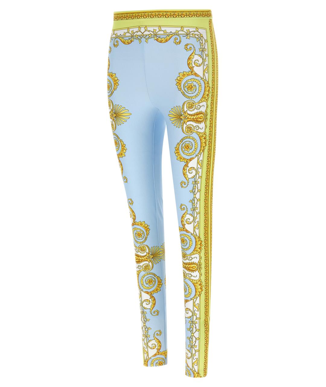 VERSACE Голубые полиамидовые леггинсы и велосипедки, фото 3