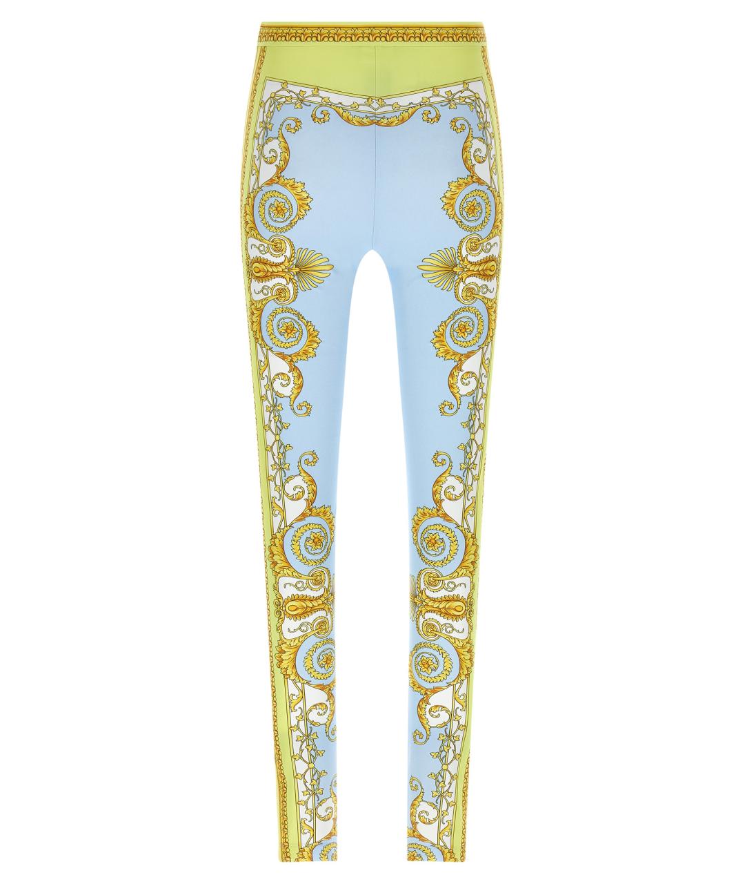 VERSACE Голубые полиамидовые леггинсы и велосипедки, фото 2