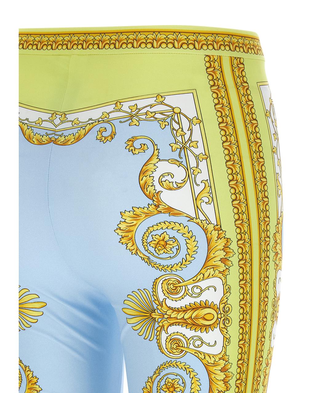 VERSACE Голубые полиамидовые леггинсы и велосипедки, фото 5