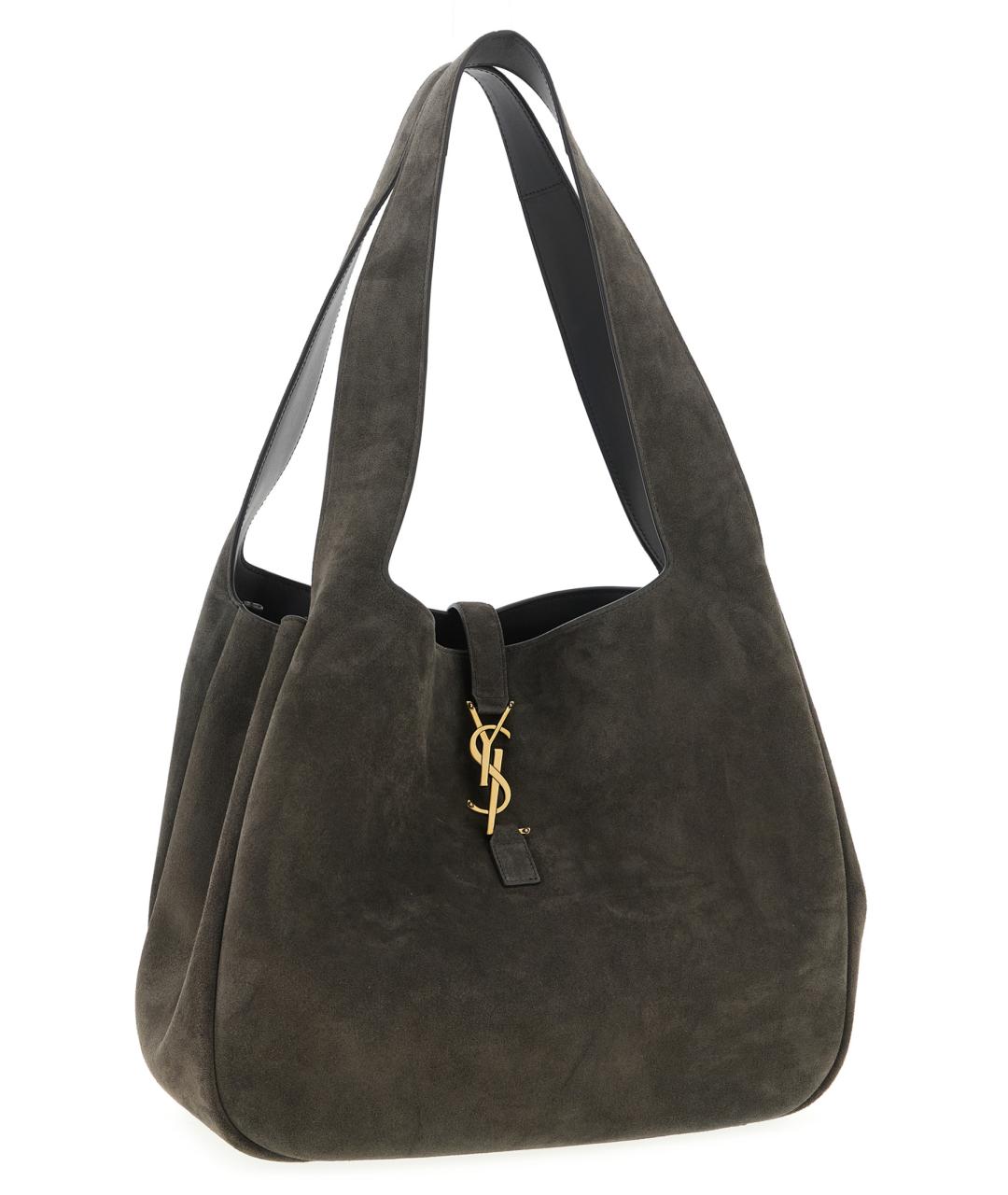 SAINT LAURENT Серая замшевая сумка через плечо, фото 3