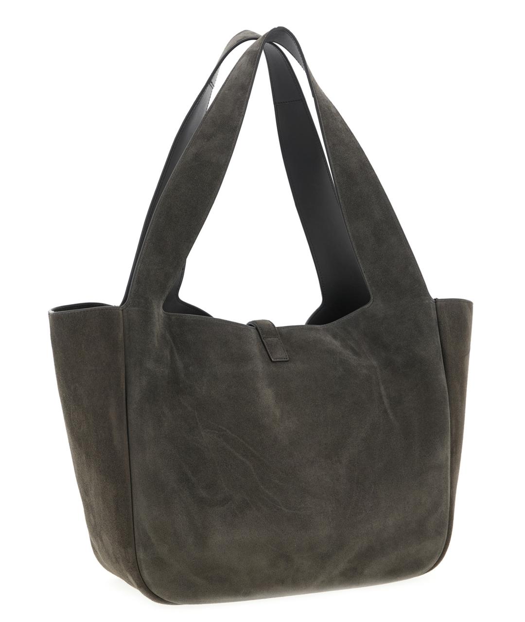 SAINT LAURENT Серая замшевая сумка через плечо, фото 2