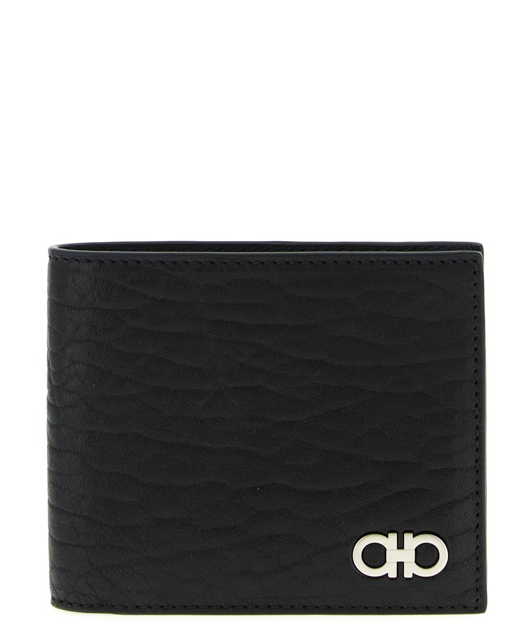 FERRAGAMO Черный кожаный кошелек, фото 1