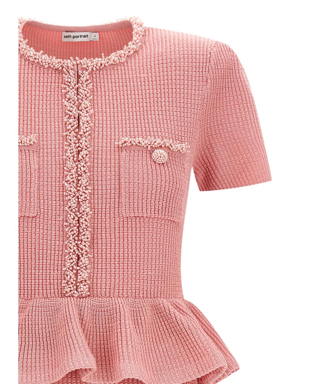 SELF-PORTRAIT Розовое хлопковое повседневное платье, фото 3