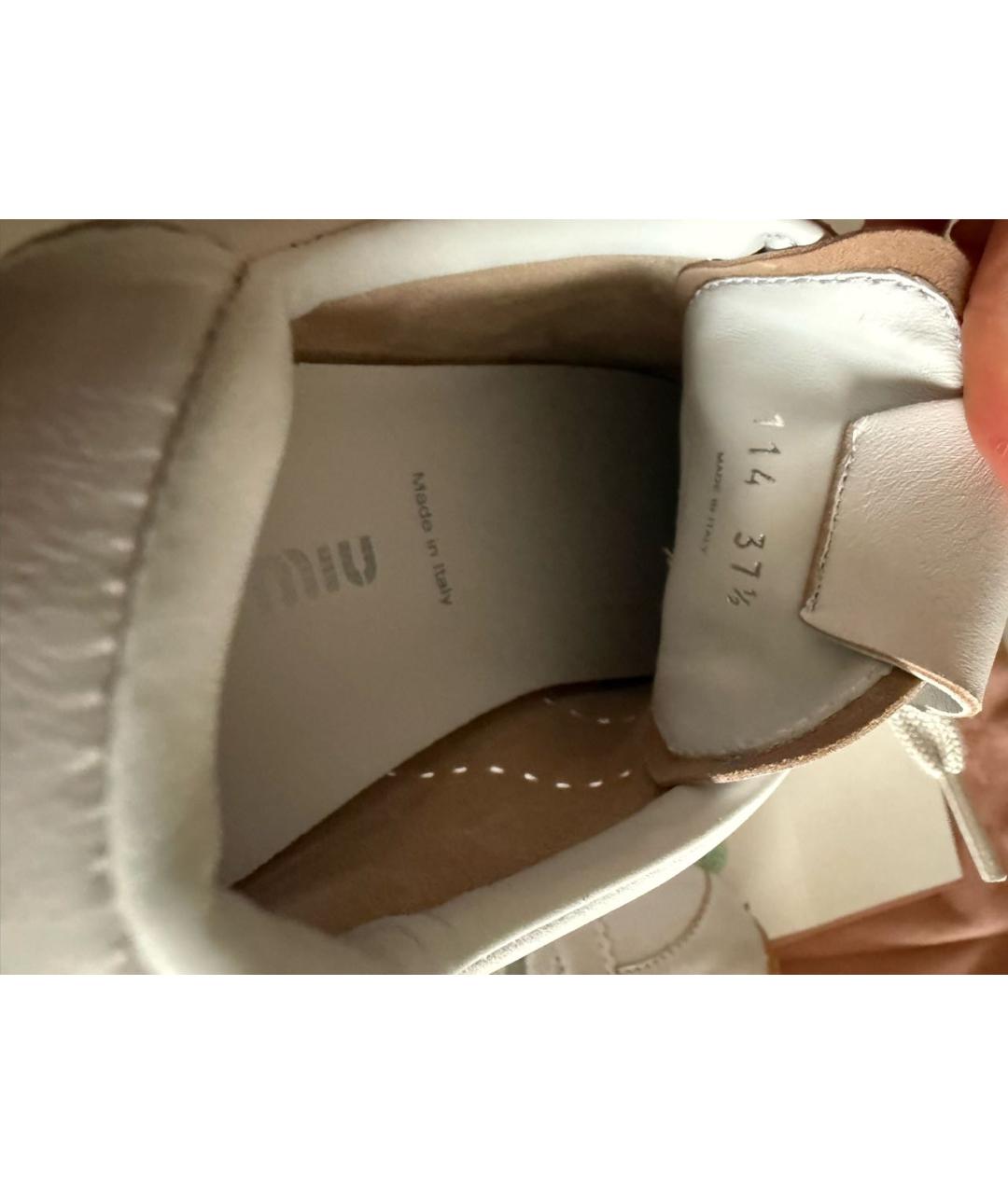 MIU MIU Белые кожаные кеды, фото 6