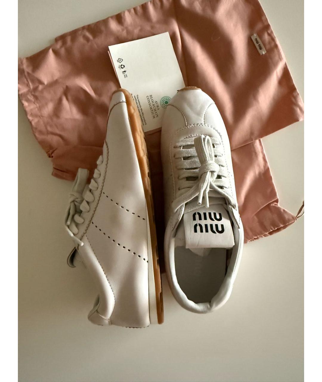 MIU MIU Белые кожаные кеды, фото 4