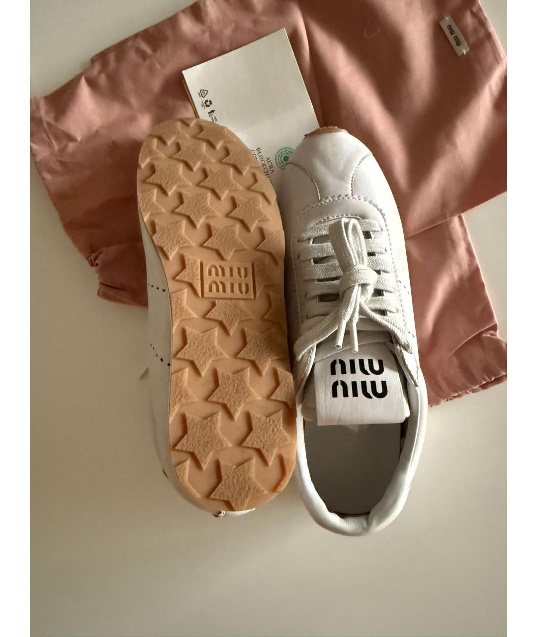 MIU MIU Белые кожаные кеды, фото 5