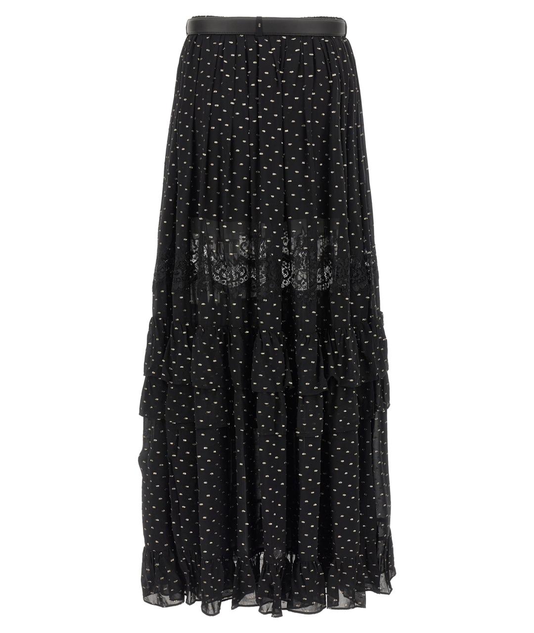 SELF-PORTRAIT Черная вискозная юбка макси, фото 2