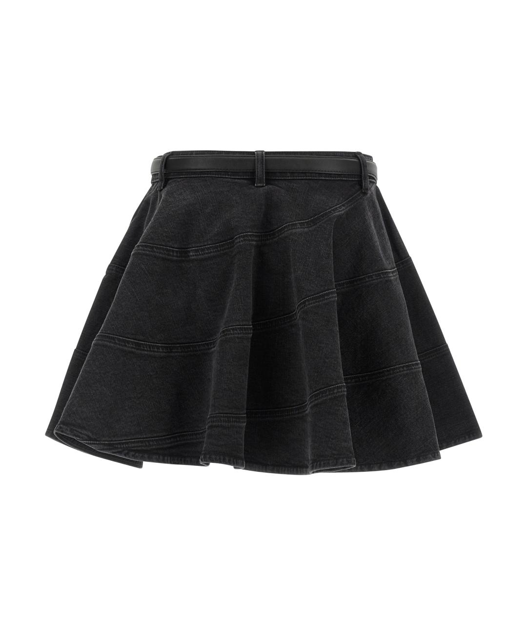 SELF-PORTRAIT Черная хлопковая юбка мини, фото 2