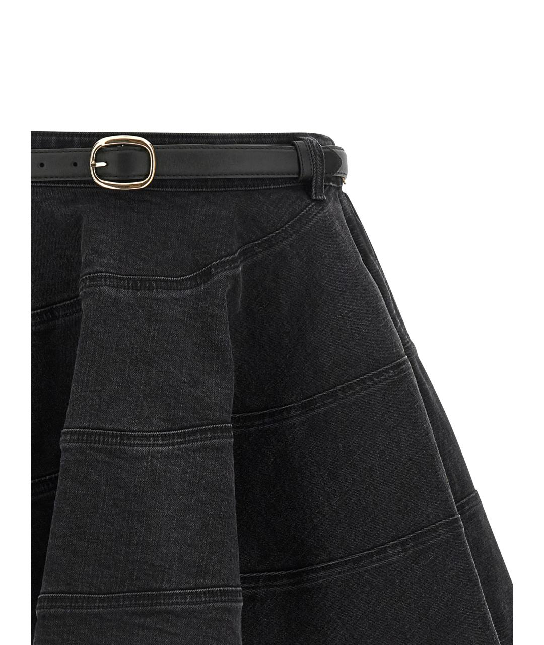 SELF-PORTRAIT Черная хлопковая юбка мини, фото 3