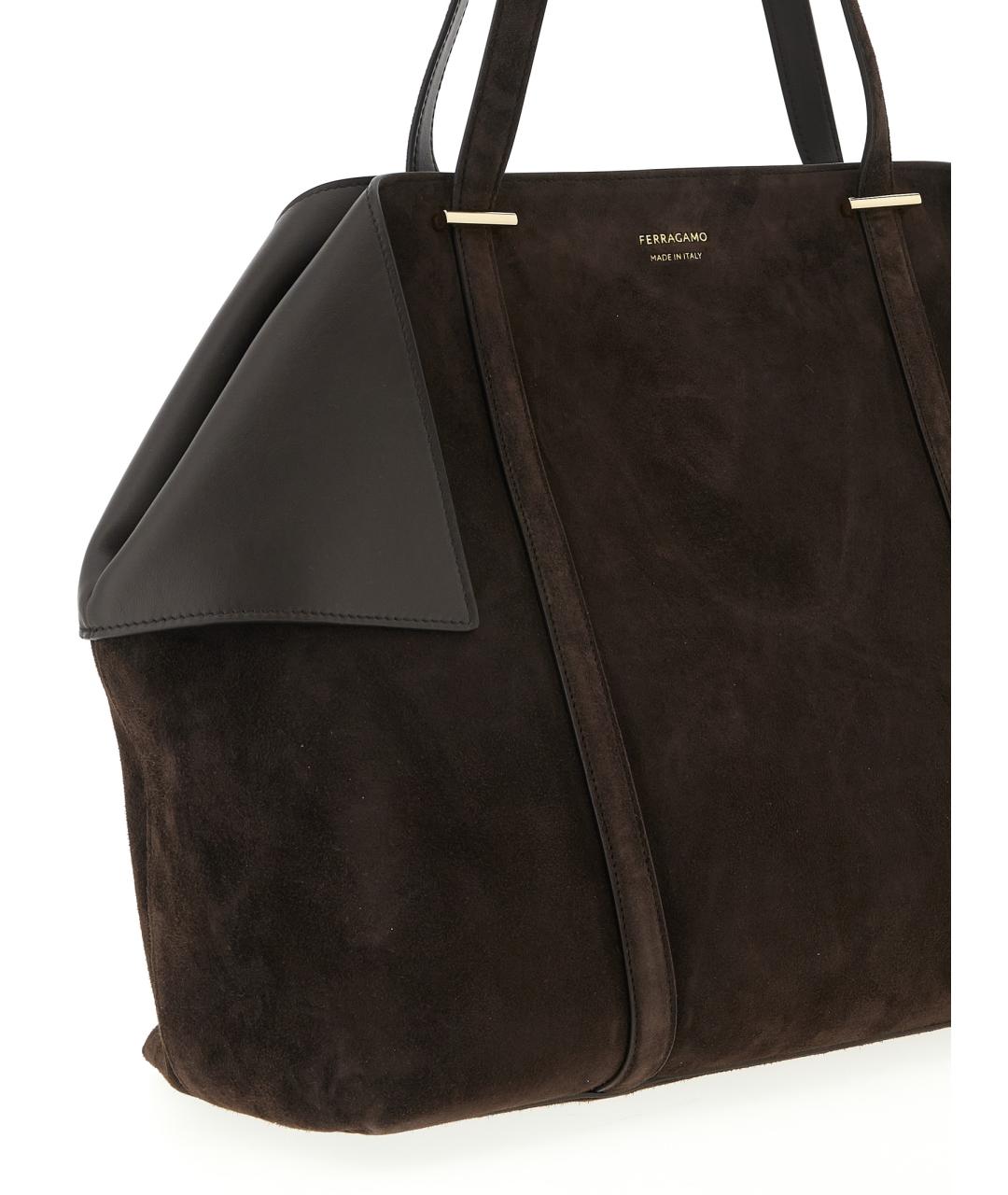 FERRAGAMO Коричневая замшевая сумка через плечо, фото 3