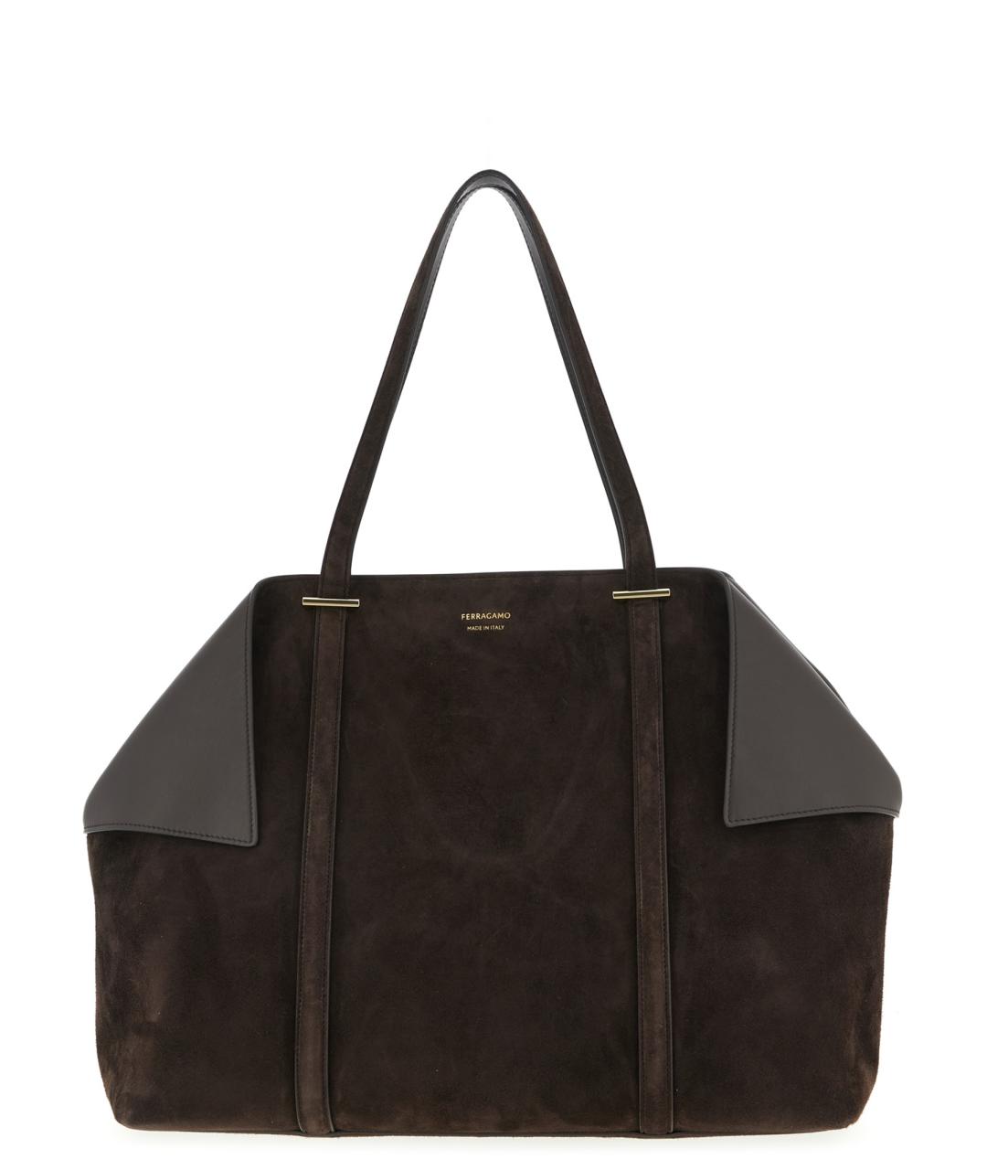 FERRAGAMO Коричневая замшевая сумка через плечо, фото 1