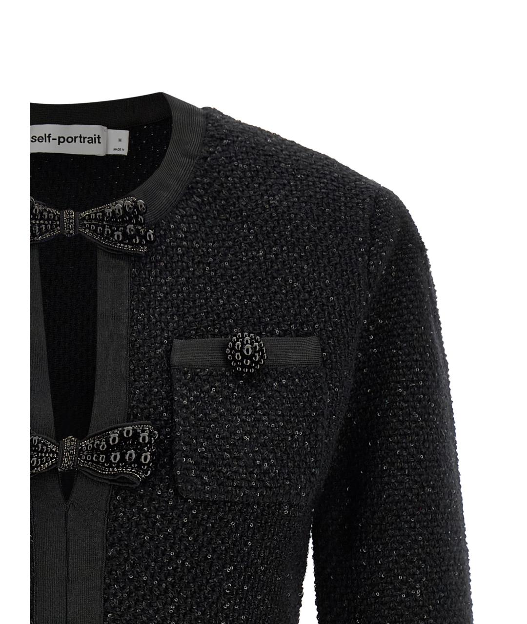 SELF-PORTRAIT Черное хлопковое повседневное платье, фото 3