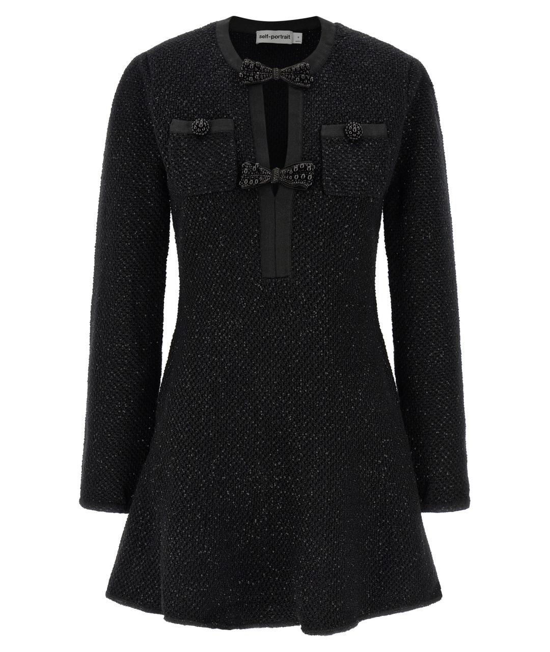 SELF-PORTRAIT Черное хлопковое повседневное платье, фото 1