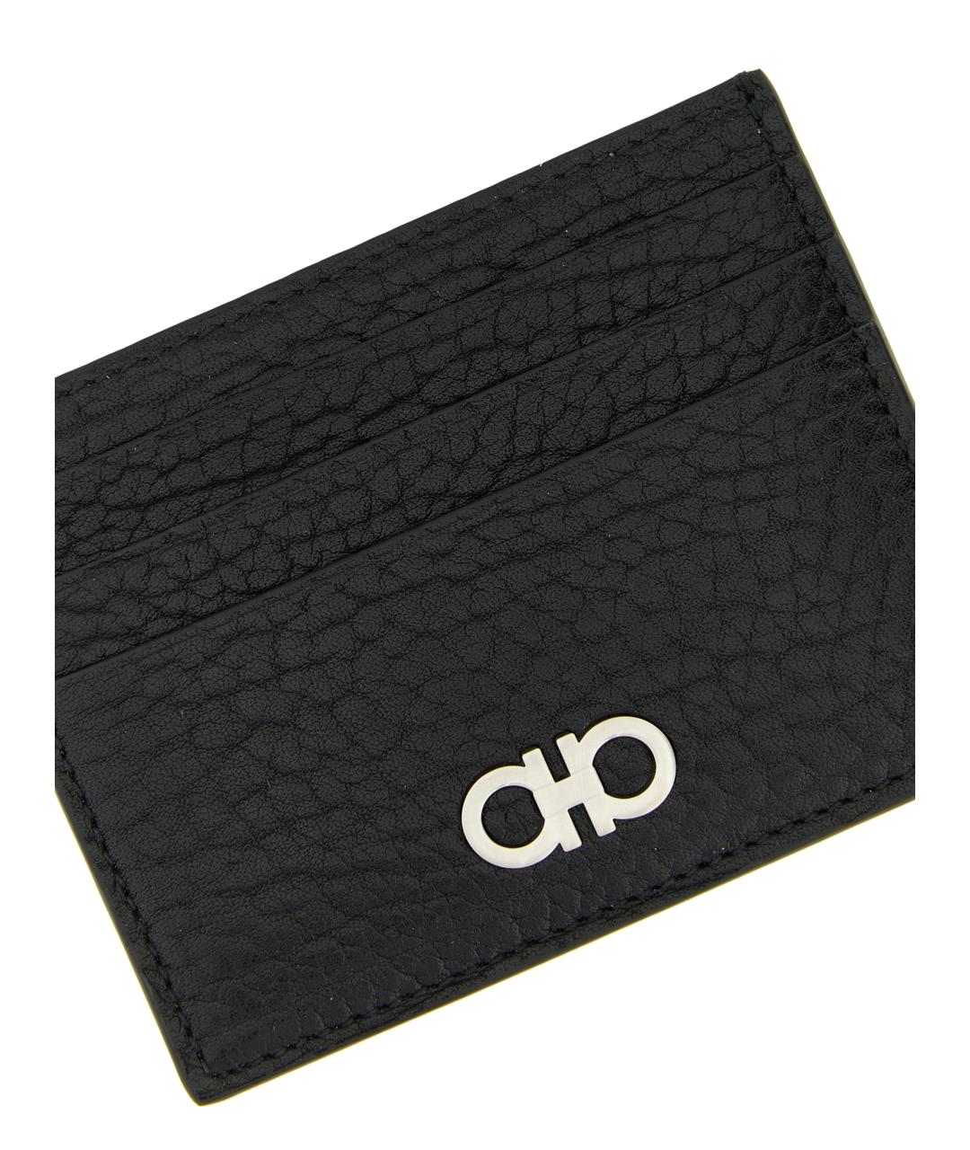 FERRAGAMO Черный кожаный кардхолдер, фото 3