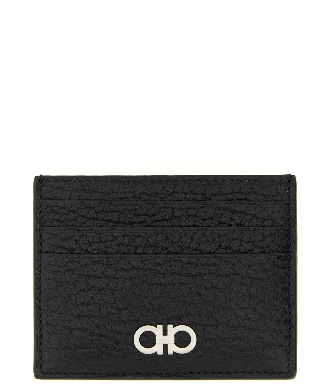 FERRAGAMO Черный кожаный кардхолдер, фото 1