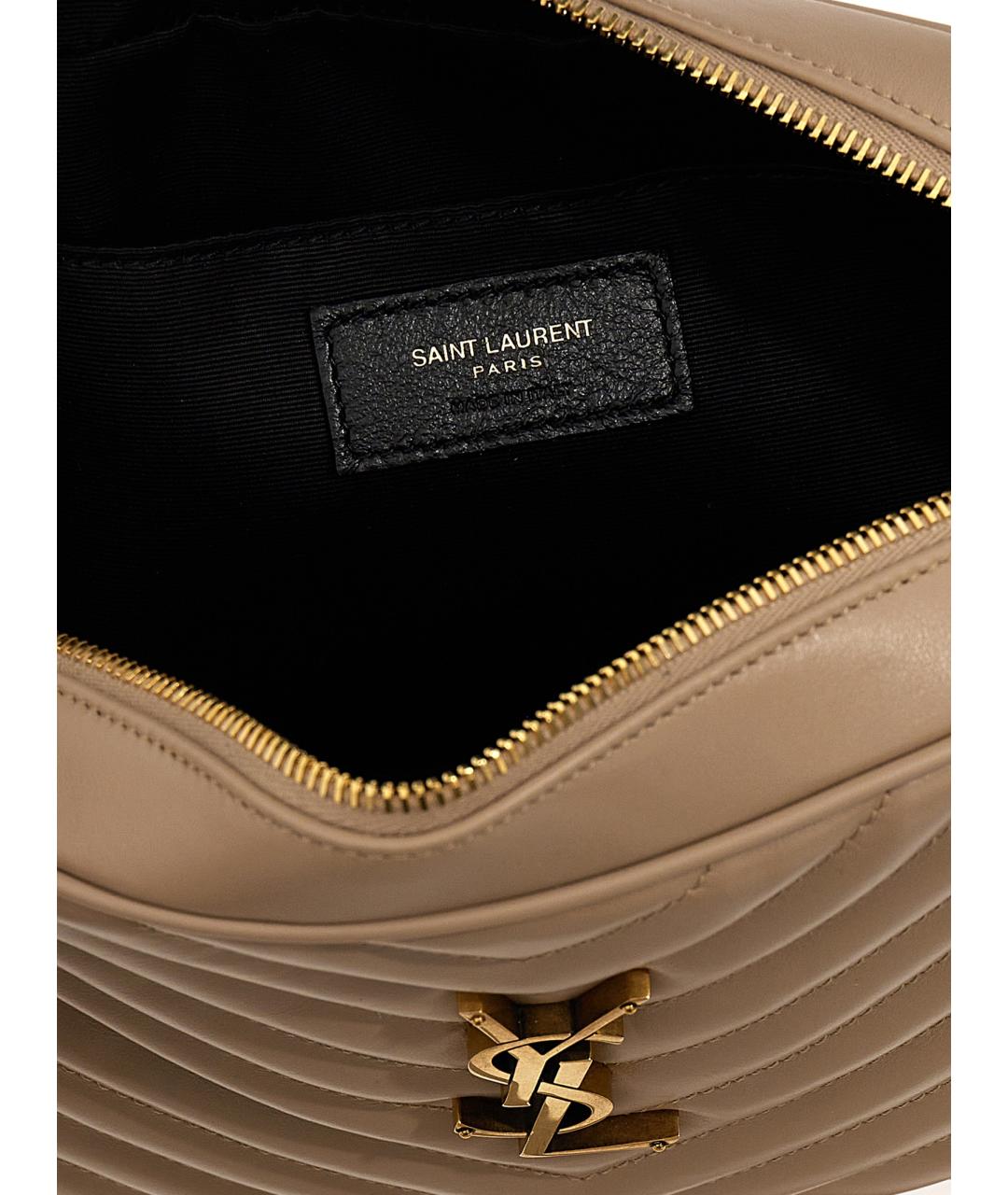 SAINT LAURENT Бежевая кожаная сумка через плечо, фото 4