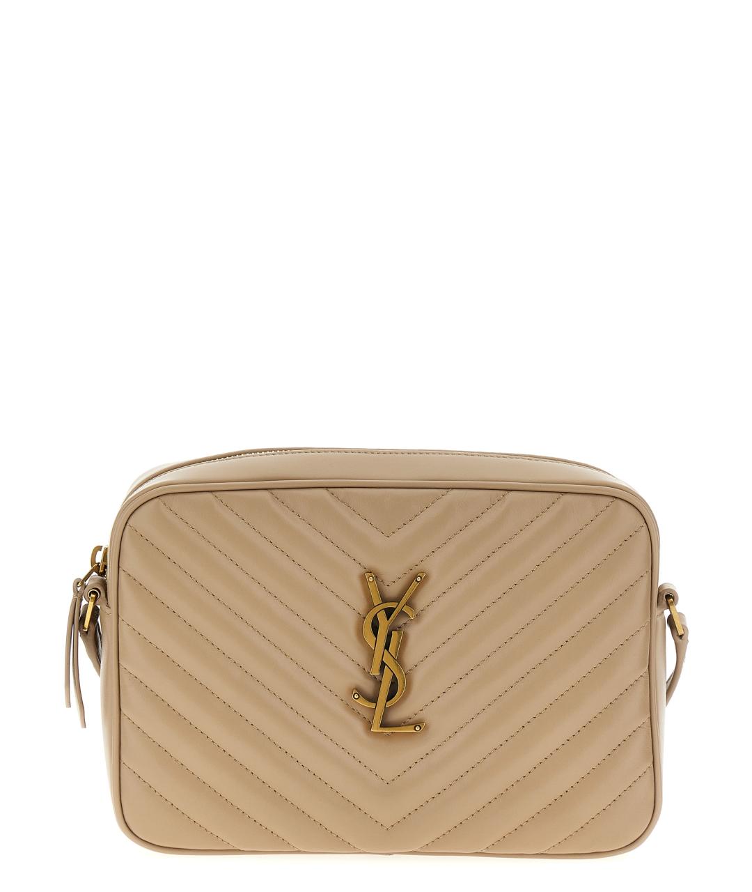 SAINT LAURENT Бежевая кожаная сумка через плечо, фото 1