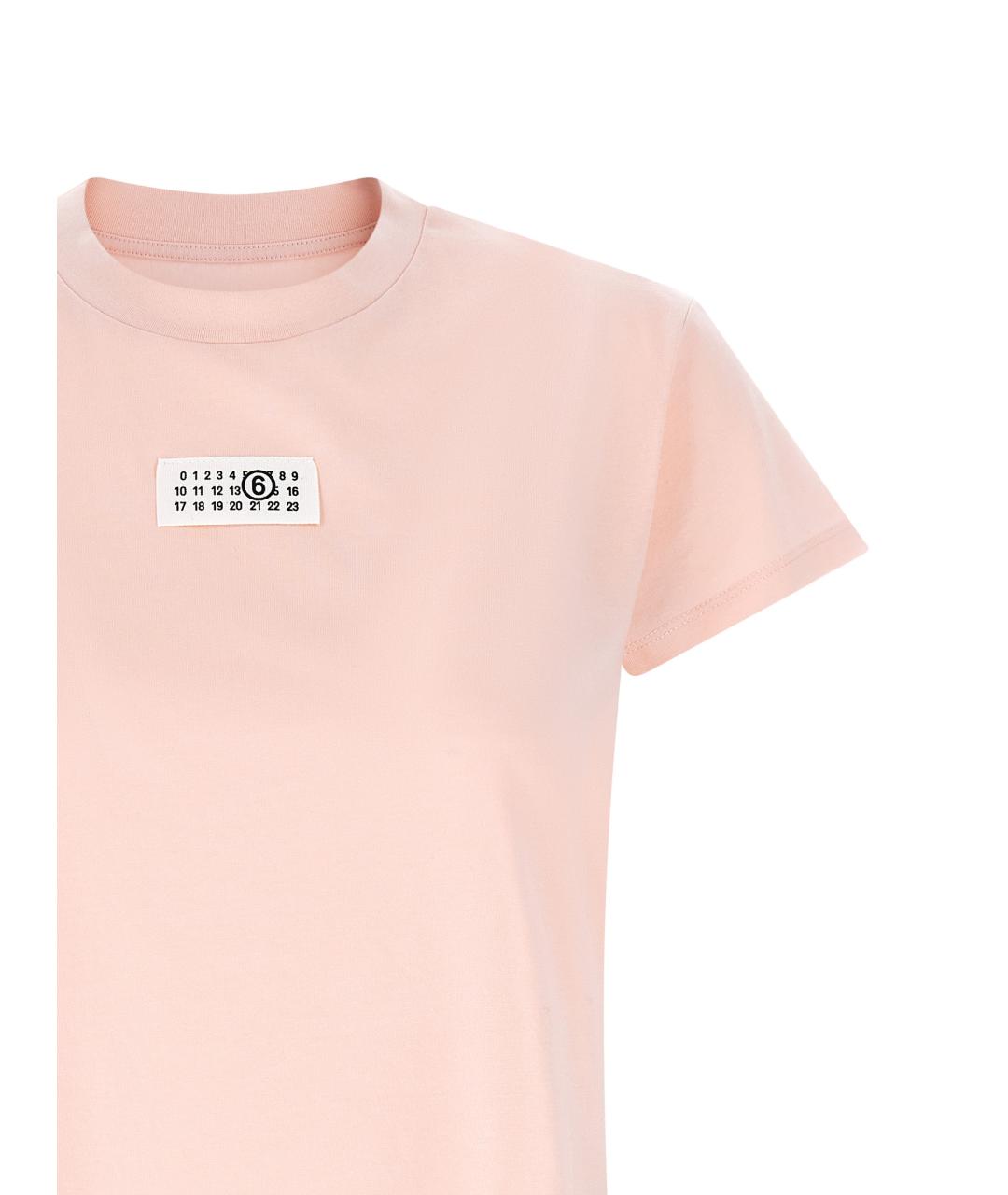 MM6 MAISON MARGIELA Розовая хлопковая футболка, фото 3