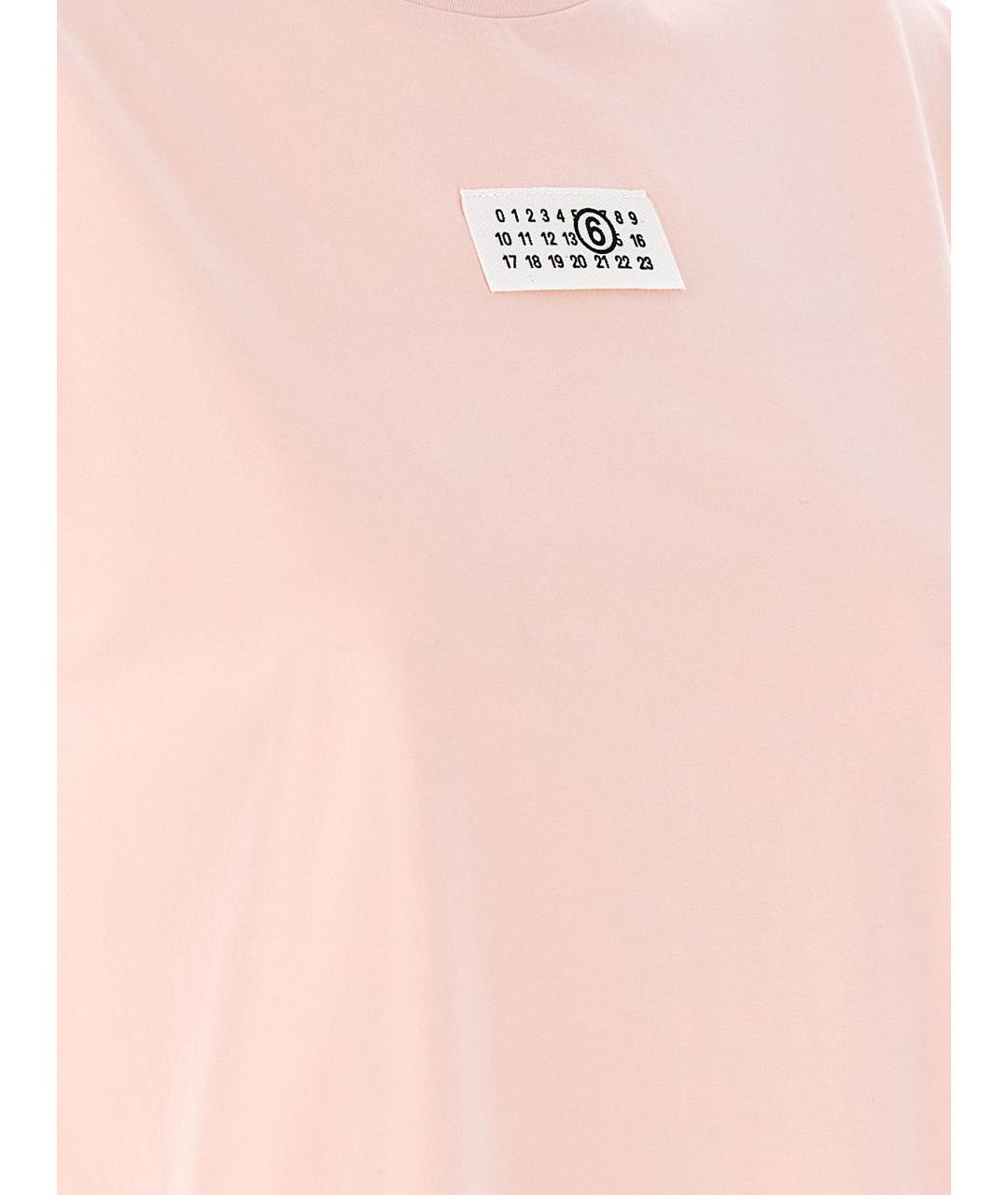 MM6 MAISON MARGIELA Розовая хлопковая футболка, фото 4