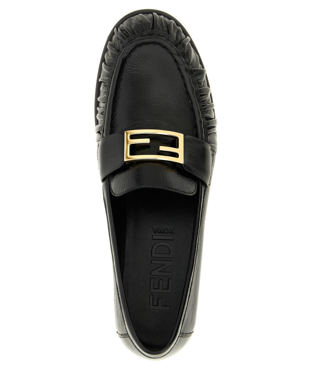 FENDI Черные кожаные лоферы, фото 4