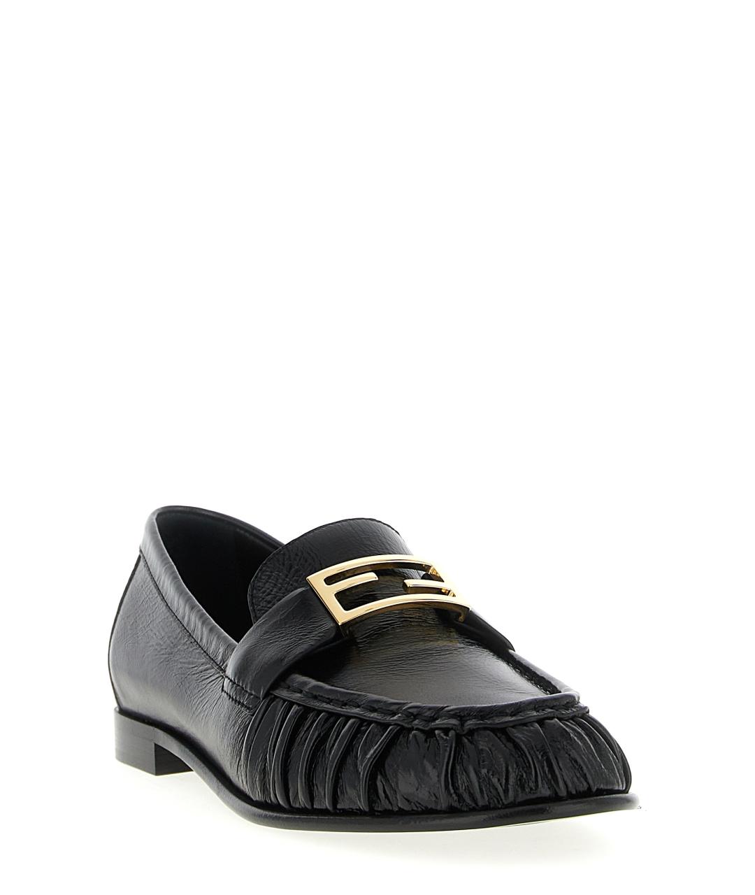 FENDI Черные кожаные лоферы, фото 2