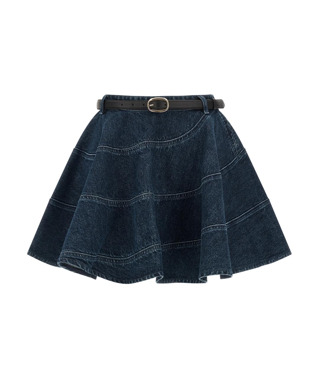 SELF-PORTRAIT Синяя хлопковая юбка мини, фото 1