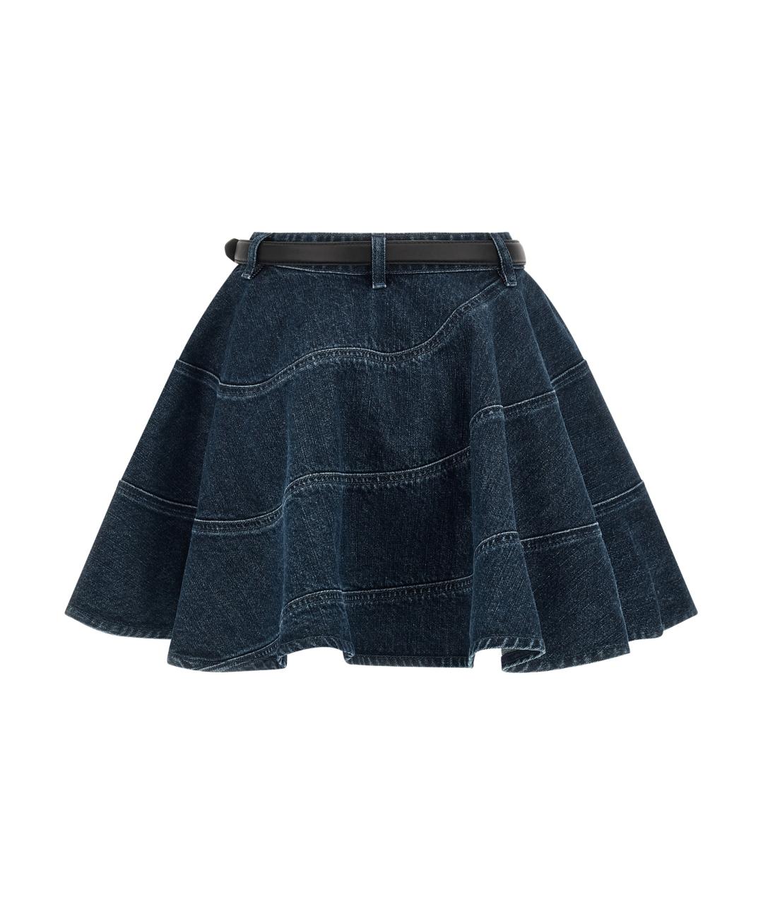 SELF-PORTRAIT Синяя хлопковая юбка мини, фото 2