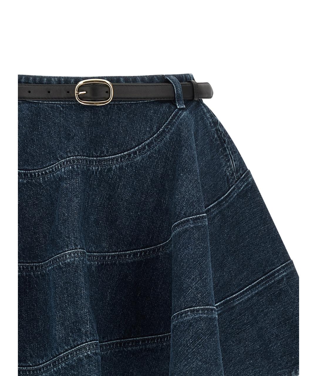 SELF-PORTRAIT Синяя хлопковая юбка мини, фото 3