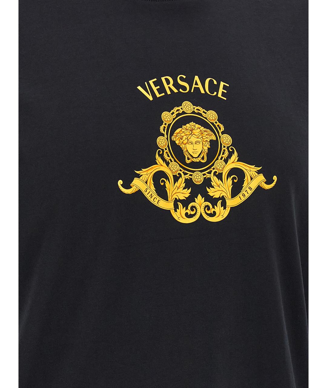 VERSACE Черная хлопковая футболка, фото 4