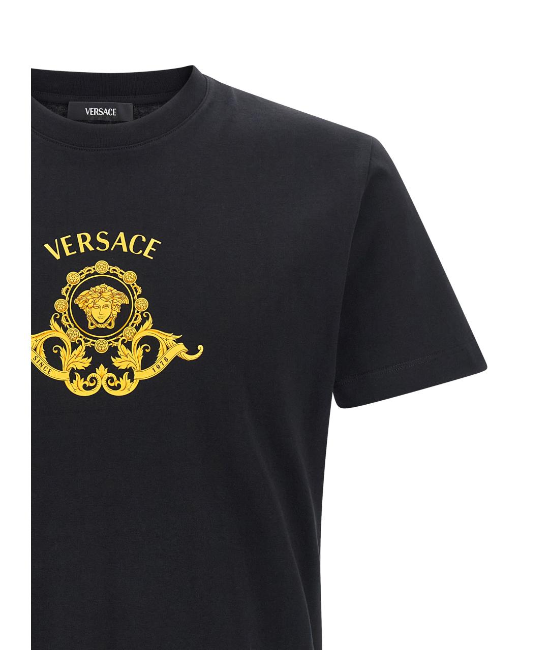 VERSACE Черная хлопковая футболка, фото 3