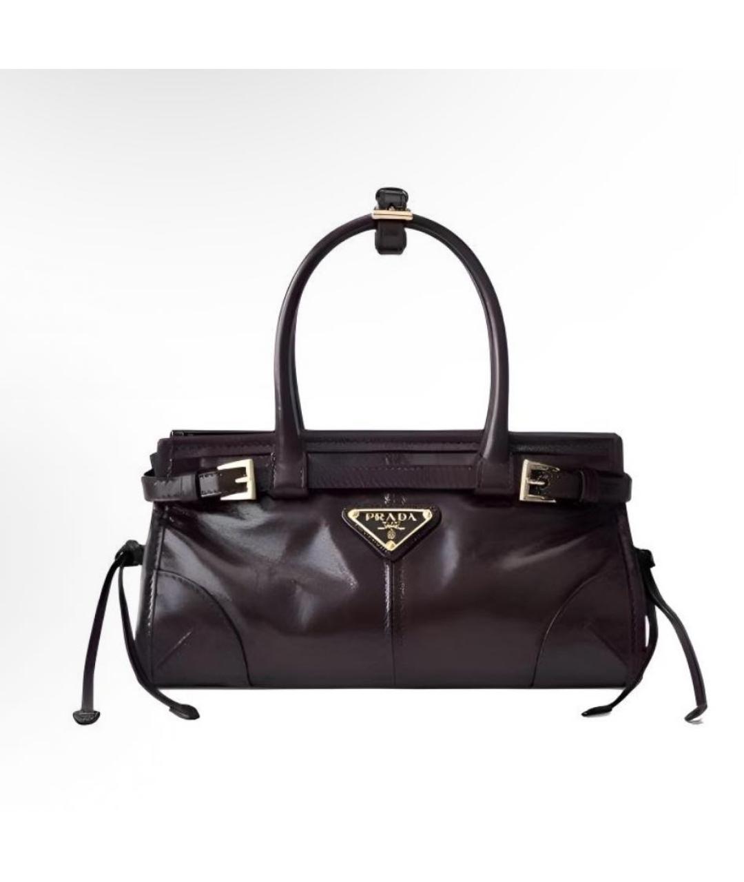 PRADA Бордовая сумка с короткими ручками из лакированной кожи, фото 9