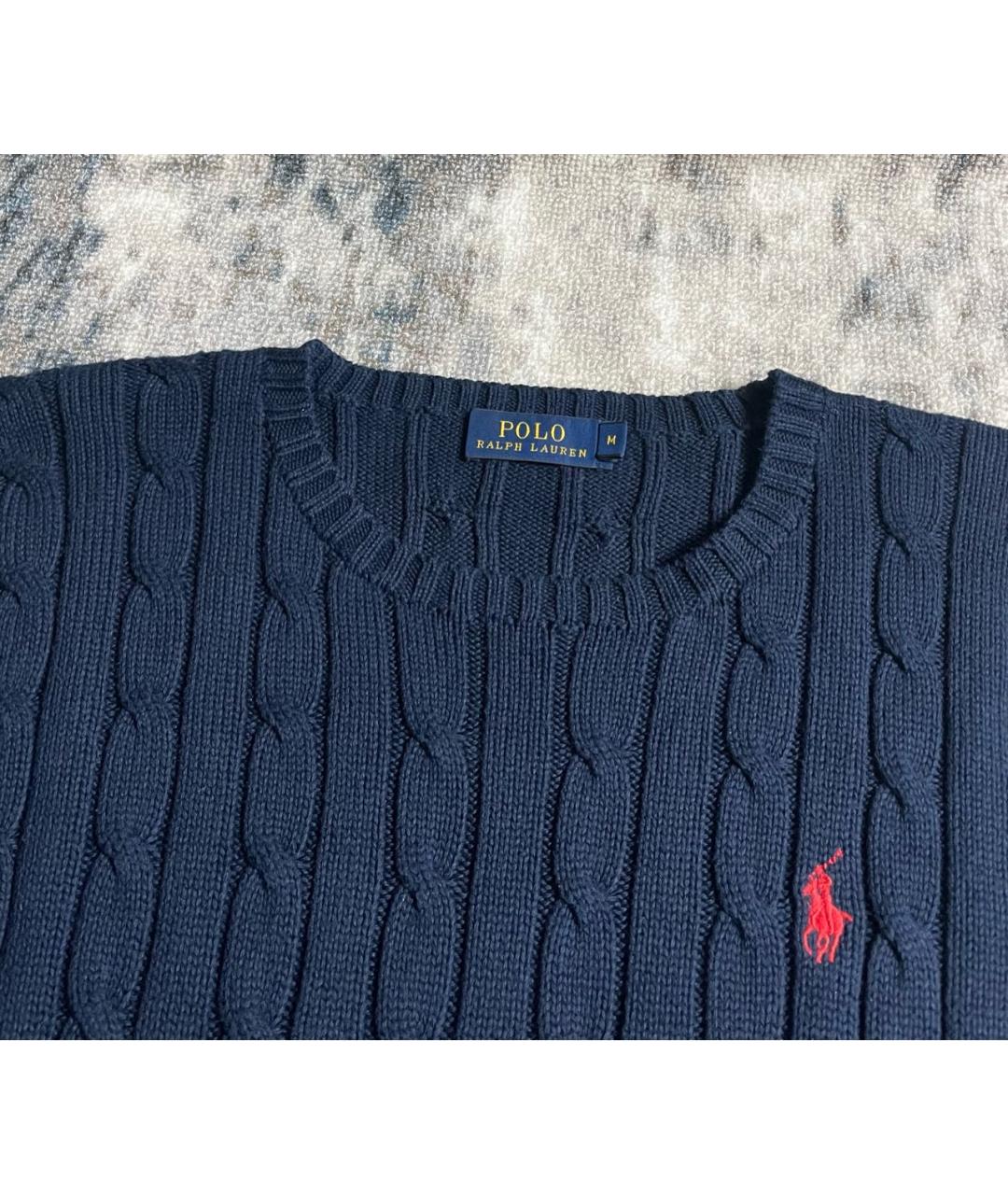 POLO RALPH LAUREN Темно-синий хлопковый джемпер / свитер, фото 2