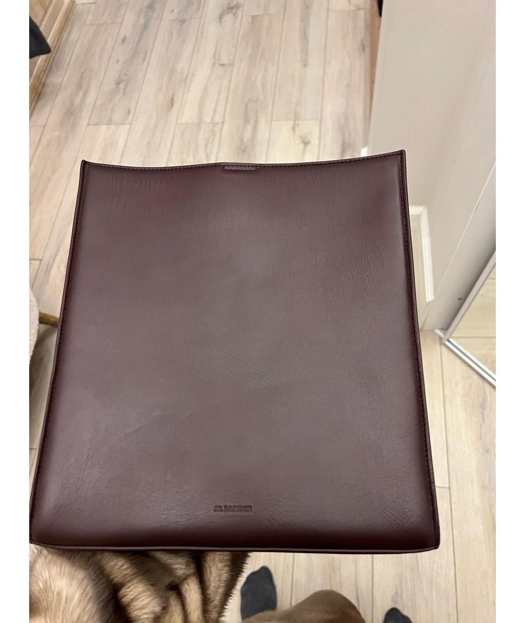 JIL SANDER Бордовая кожаная сумка через плечо, фото 3