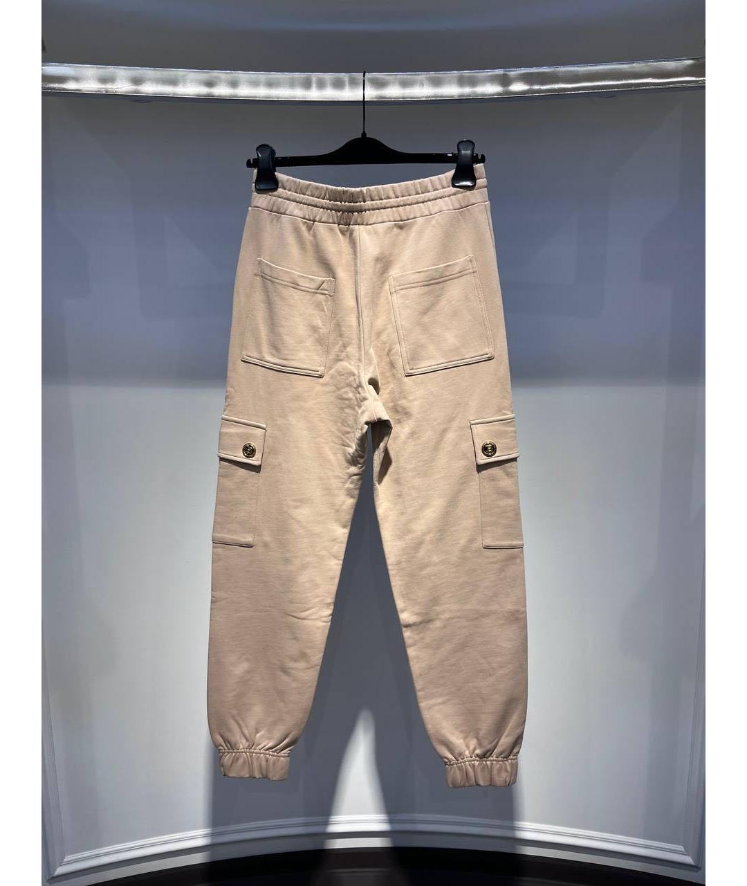 BALMAIN Бежевые хлопковые прямые брюки, фото 2