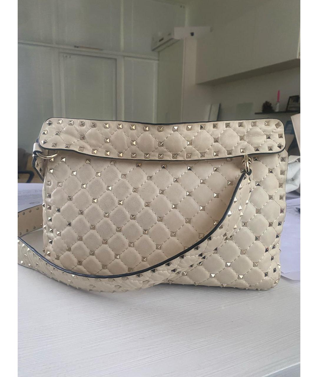 VALENTINO Бежевая кожаная сумка через плечо, фото 3