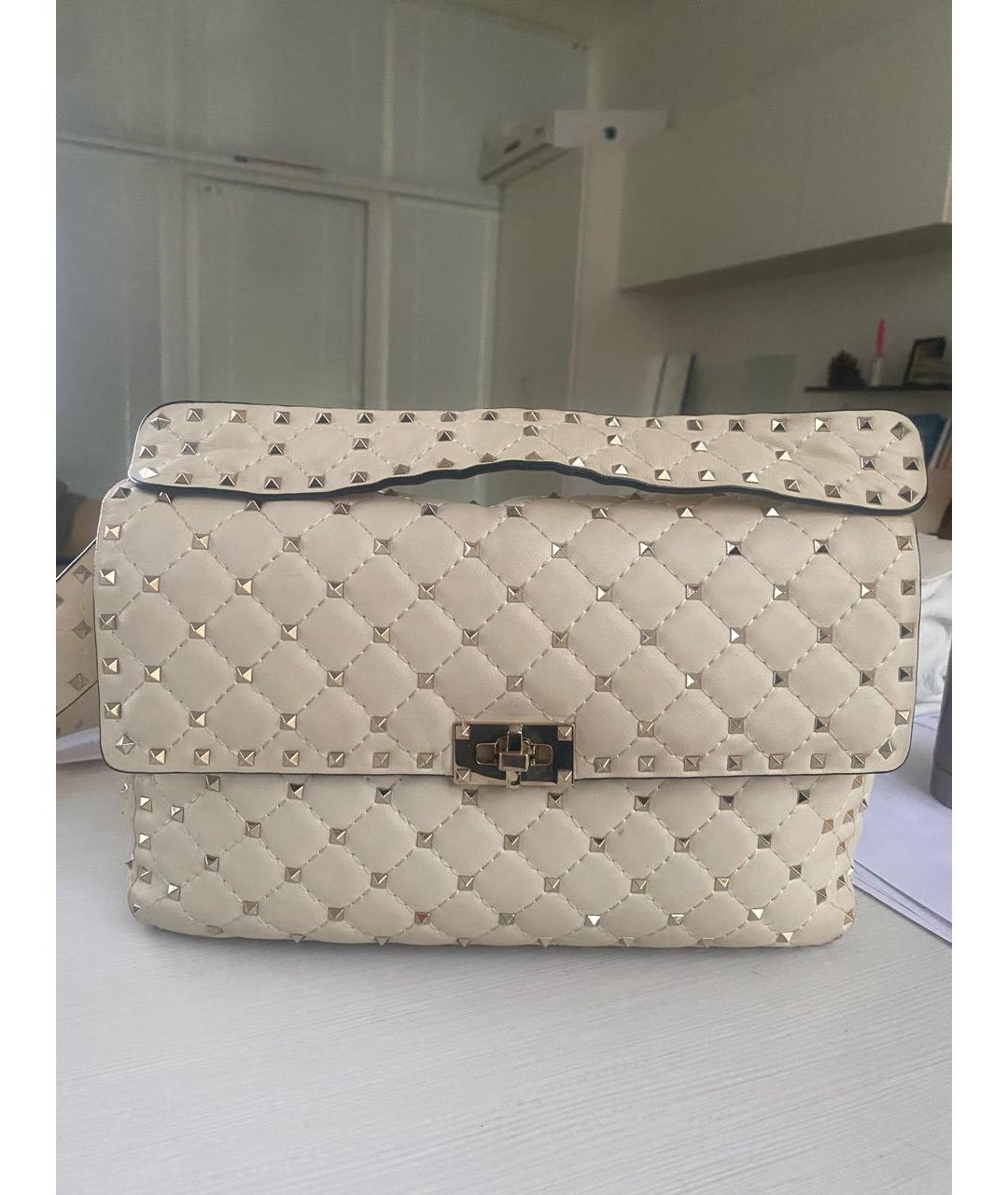 VALENTINO Бежевая кожаная сумка через плечо, фото 5