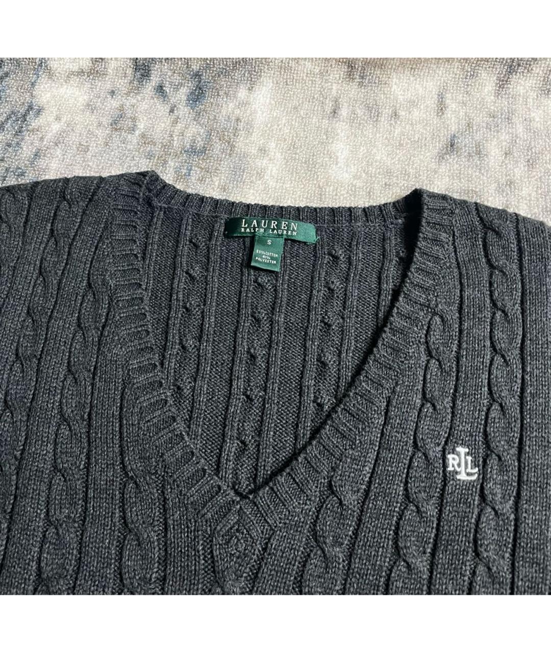 RALPH LAUREN Серый хлопковый джемпер / свитер, фото 2
