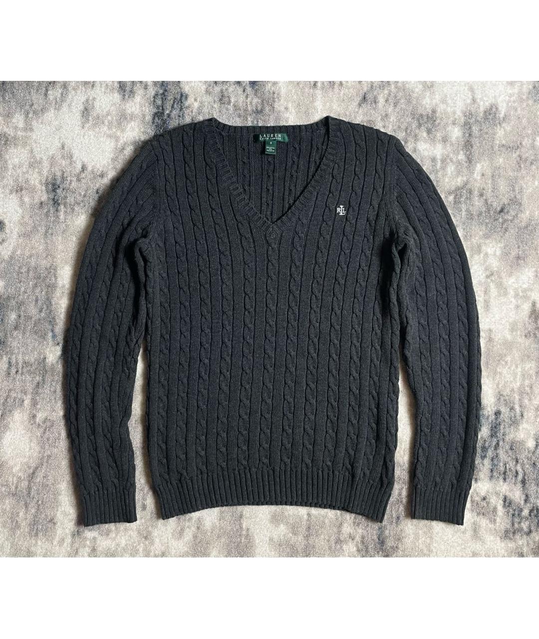 RALPH LAUREN Серый хлопковый джемпер / свитер, фото 3