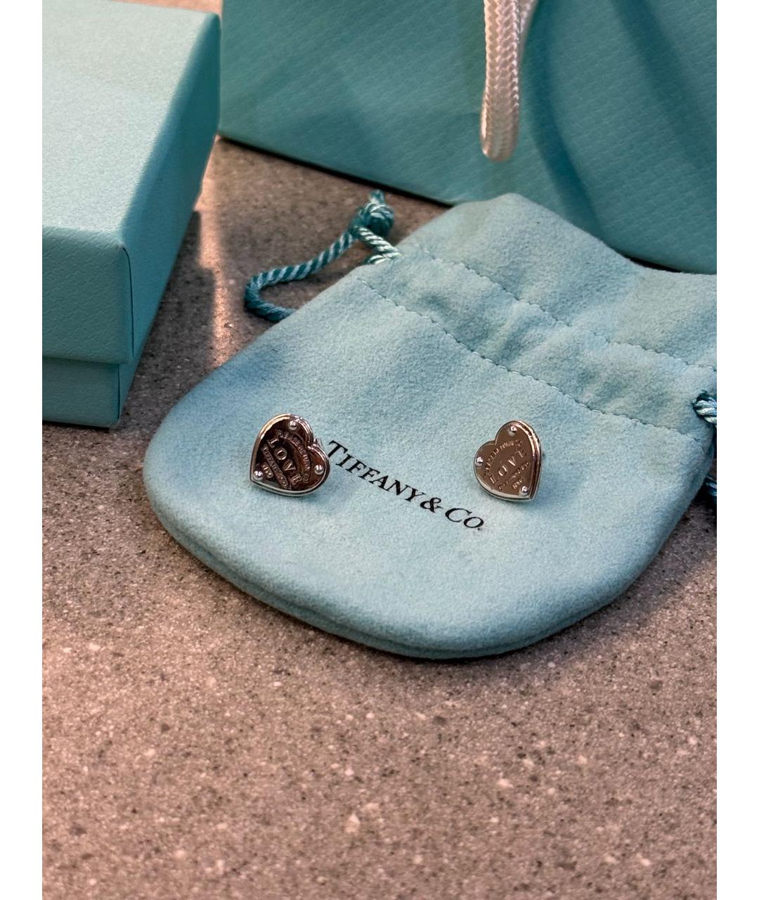 TIFFANY&CO Белые серебряные серьги, фото 3